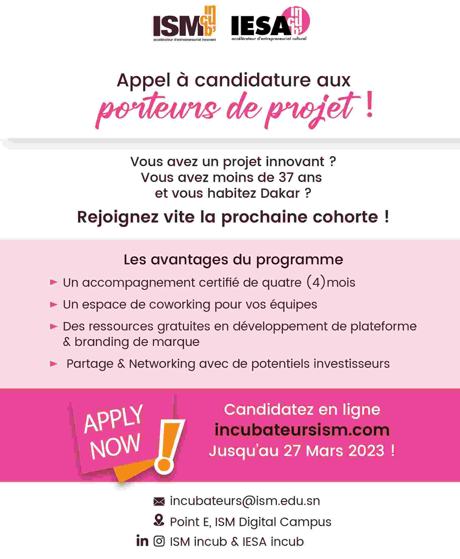 Appel à candidature aux porteurs de projet